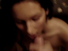 Cute cumshot in the mouth .