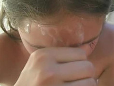 Chrissy - Jerks a huge load on her face