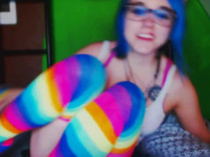 I love rainbows. I look like a rainbow. My hair matches so well lol.