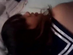 〔國語露臉]我要射了！！射進去我裡面阿～穿著露背學生裝讓男友無套中出 （有影）