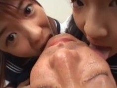 【舐めフェチJK3P】セーラー服女子高生による全身唾液リップ責め