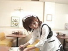 ウェイトレスの売春婦は、クライアントのハードコックを吸うために提供しています