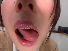 Transparent acrylic board licking turning picture of cute girls