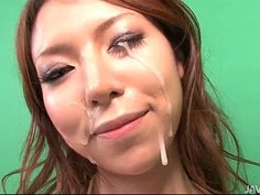 Three guys stuff Rino Asuka mouth with dick