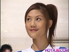 Naughty Asian teen Azusa Ayano gangbanged in hot bukkake sex scenes