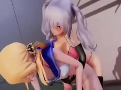 ふたなりプリンツ.オイゲンが鹿島姉さんの手コキテクニックでイク！