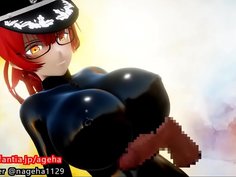 お腹に極太チンポをスリスリ