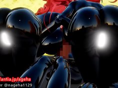 ふたなりダブルパイズリ　尻アングル