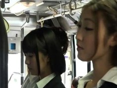 Asian lesbians in bus