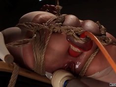 Asian nurse anal fucked in suspension