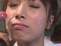 Hinata Tachibana has an orgasm with an asian cum face