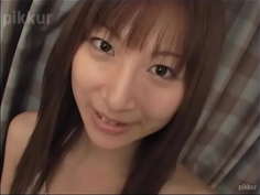 Chihiro Hara, open her legs and showing pussy masturbation